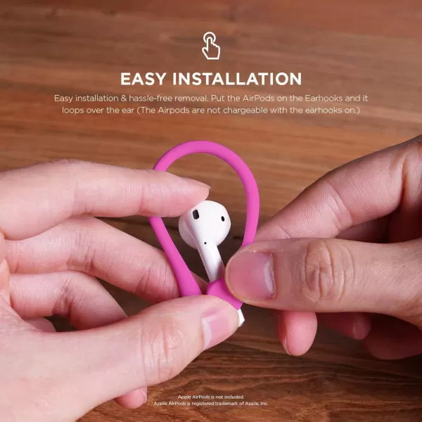 elago Ear Hooks Designed for AirPods Pro AirPods 3 and AirPods 1 2 AntiSlip Earbud Accessories Comfortable Fit Ergonomic Design Durable TPU Construction Perfect for Exercising WhiteHot Pink