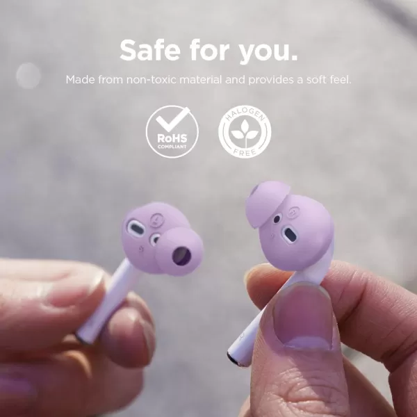 elago Earbuds Cover Designed for Apple AirPods 2 amp 1 or EarPods Silicone Ear Tips Ear Grip Sound Quality Enhancement 4 Pairs 2 Large  2 Small LavenderLavender