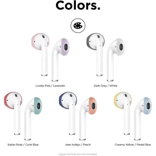 elago Fit in The case Ear Tips Compatible with Apple AirPods 1 amp 2 2 Pairs of 2 Colors  Italian Rose  Coral Blue Dark Grey  White