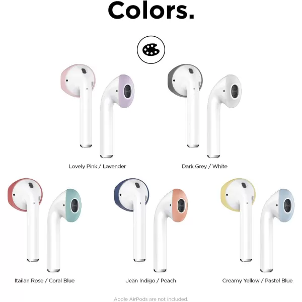 elago Fit in The case Ear Tips Compatible with Apple AirPods 1 amp 2 2 Pairs of 2 Colors  Italian Rose  Coral Blue Jean Indigo  Peach