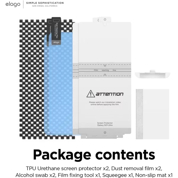 elago Flex TPU Urethane Screen Protector Compatible with Samsung Galaxy S23 Ultra 68 Inch  Liquid Crystal Protection AntiScratch Flexible TPU Film Curved Full Coverage Easy Installationelago Flex TPU Urethane Screen Protector Compatible with Samsung Galaxy S23 Ultra 68 Inch  Liquid Crystal Protection AntiScratch Flexible TPU Film Curved Full Coverage Easy Installation