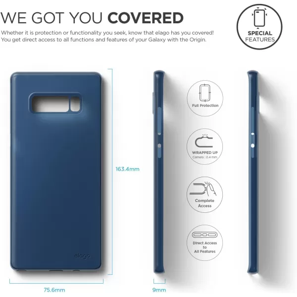 elago Galaxy Note 8 Case OriginJean Indigo  Device Fitting TestedMinimalisticScratch Protection OnlyTrue Fit  for Samsung Galaxy Note 8Jean Indigo