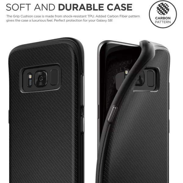 elago Galaxy S8 Case Grip CushionBlack  Device Fitting TestedComfort FitCarbon Fiber PatternAntiShock  for Galaxy S8elago Galaxy S8 Case Grip CushionBlack  Device Fitting TestedComfort FitCarbon Fiber PatternAntiShock  for Galaxy S8