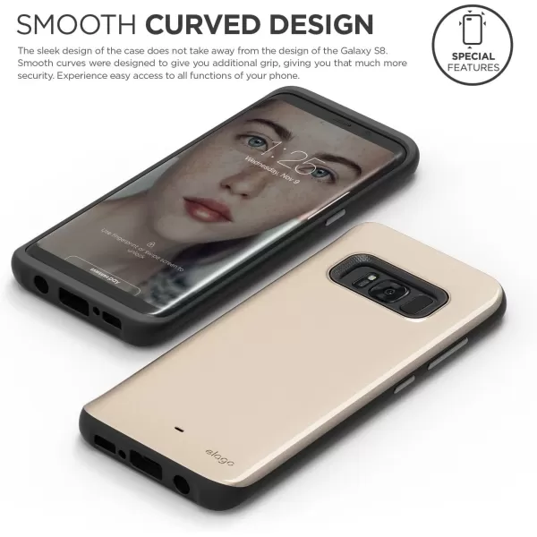 elago Galaxy S8 Case Grip HybridMaple Gold  Device Fitting TestedSleek FinishErgonomic DesignAntiShock  for Galaxy S8elago Galaxy S8 Case Grip HybridMaple Gold  Device Fitting TestedSleek FinishErgonomic DesignAntiShock  for Galaxy S8