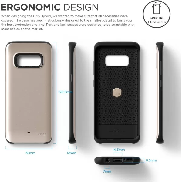 elago Galaxy S8 Case Grip HybridMaple Gold  Device Fitting TestedSleek FinishErgonomic DesignAntiShock  for Galaxy S8elago Galaxy S8 Case Grip HybridMaple Gold  Device Fitting TestedSleek FinishErgonomic DesignAntiShock  for Galaxy S8