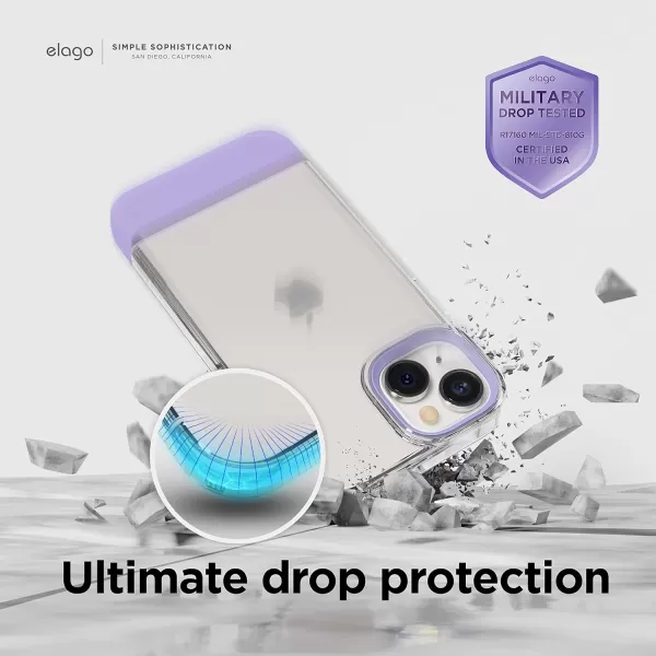 elago Glide Armor Case Designed for iPhone 14 Case Drop Protection Shockproof Protective TPU Cover Upgraded Shockproof Mix and Match Parts Enhanced Camera Guard ClearLovely PinkClearPurple