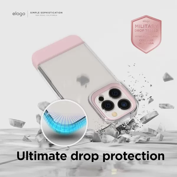 elago Glide Armor Case Designed for iPhone 14 Pro Max Case Drop Protection Shockproof Protective TPU Cover Upgraded Shockproof Mix and Match Parts Enhanced Camera Guard StoneDark GrayClearLovely Pink