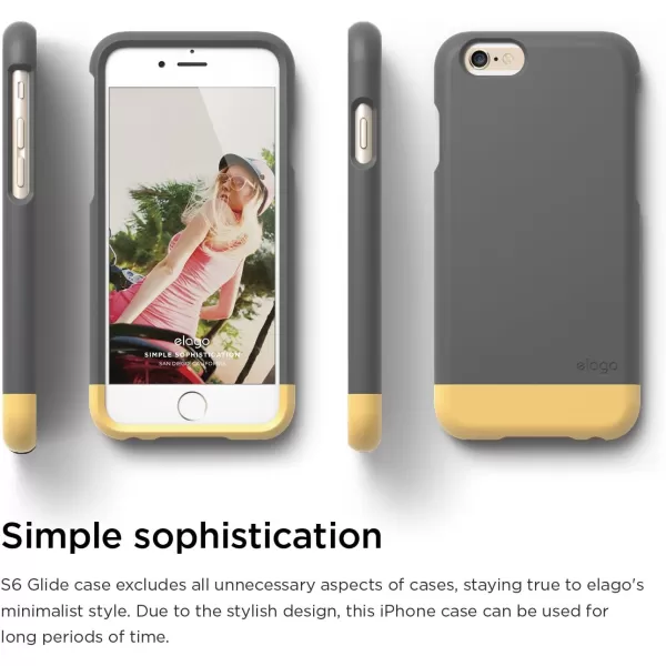 elago Glide Case for The iPhone 6 Plus 55inch  Front Protection Film  Back Protection Film Included  Full Retail Packaging Cotton Candy BlueCreamy YellowDark Gray  Creamy Yellow