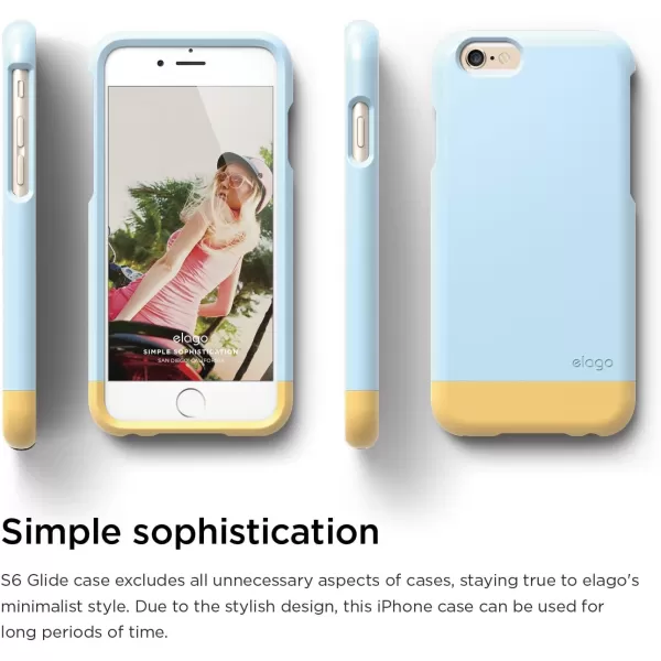 elago Glide Case for The iPhone 6 Plus 55inch  Front Protection Film  Back Protection Film Included  Full Retail Packaging Cotton Candy BlueCreamy YellowCotton Candy Blue  Creamy Yellow