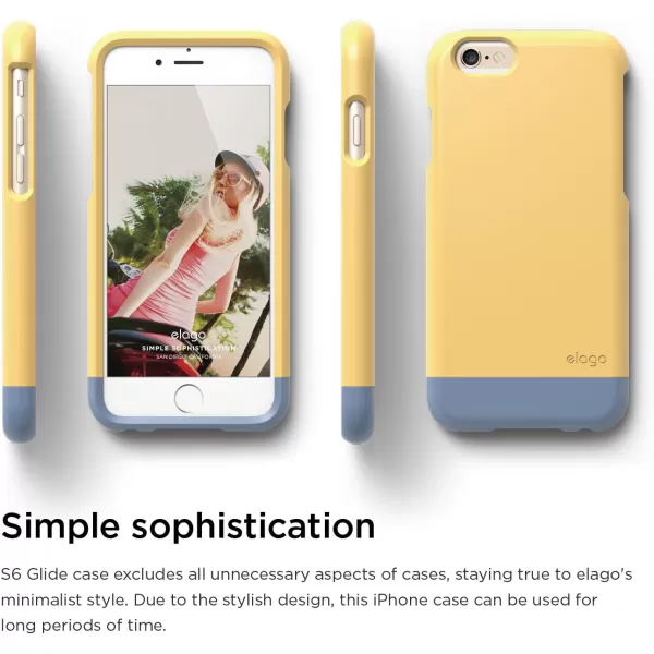 elago Glide Case for The iPhone 6 Plus 55inch  Front Protection Film  Back Protection Film Included  Full Retail Packaging Cotton Candy BlueCreamy YellowCreamy Yellow  Royal Blue