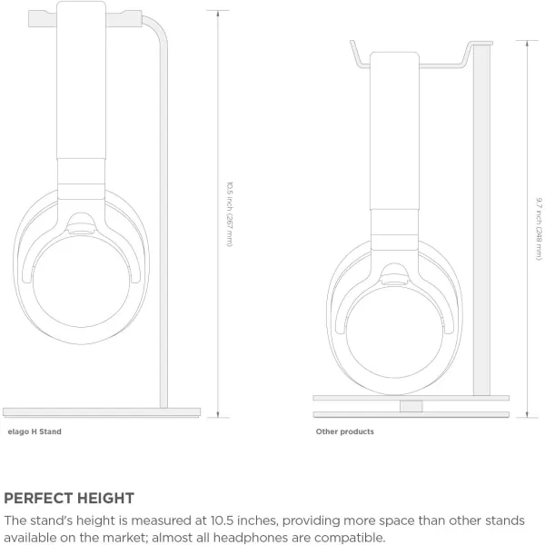 elago H Stand Dark Gray  Premium AluminumScratchFree PaddingPerfect Height Gaming and Audio HeadphonesDark Grey