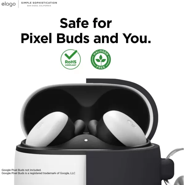 elago Hang Case Designed for Google Pixel Buds ASeries Case 2021 Pixel Buds 2 Case 2020 Shockproof Protective Silicone  Black US Patent RegisteredBlack