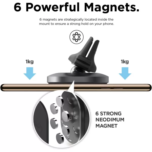 elago Hexa Magnetic Aluminum Car Mount  Premium Aluminium BodyMore MagnetsCompatible Large PhonesFrustrationFree InstallCompatible with Most Air Ventselago Hexa Magnetic Aluminum Car Mount  Premium Aluminium BodyMore MagnetsCompatible Large PhonesFrustrationFree InstallCompatible with Most Air Vents