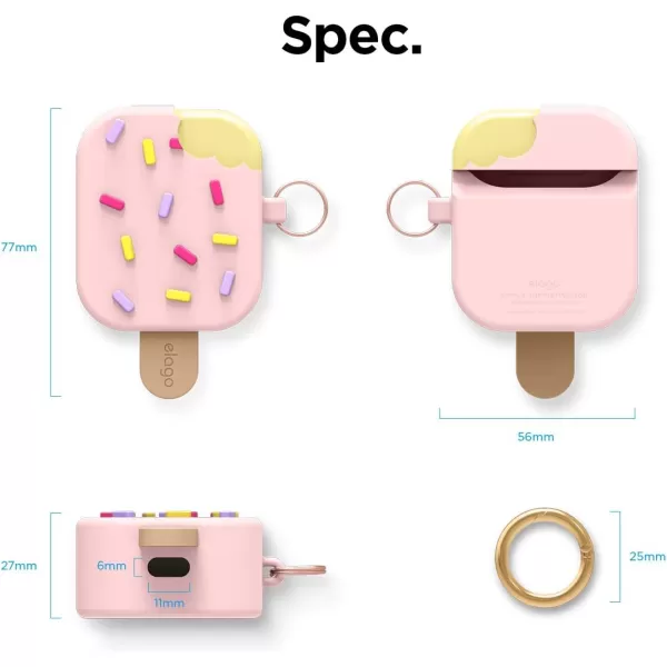 elago Ice Cream AirPods Case with Keychain Designed for Apple AirPods 1 amp 2 Shockproof Protective Skin Cute Accessories for Girls Kids Boys US Patent Registered BlueberryStrawberry