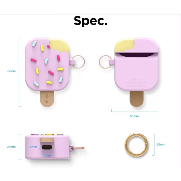 elago Ice Cream AirPods Case with Keychain Designed for Apple AirPods 1 amp 2 Shockproof Protective Skin Cute Accessories for Girls Kids Boys US Patent Registered BlueberryBlueberry