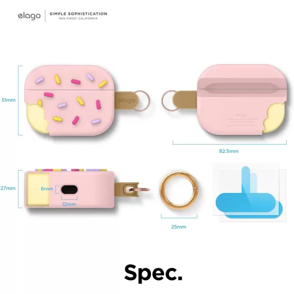 elago Ice Cream AirPods Pro Case with Keychain Designed for Apple AirPods PRO Case BlueberryStrawberry