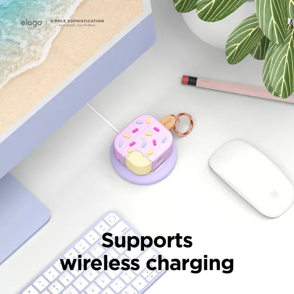 elago Ice Cream Case Compatible with AirPods 3rd Generation Case  Compatible with AirPods 3 Case Cover Carabiner Included Supports Wireless Charging Shock Resistant Full Protection BlueberryBlueberry