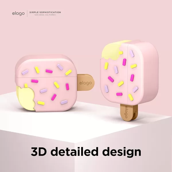 elago Ice Cream Case Compatible with AirPods 3rd Generation Case  Compatible with AirPods 3 Case Cover Carabiner Included Supports Wireless Charging Shock Resistant Full Protection BlueberryStrawberry