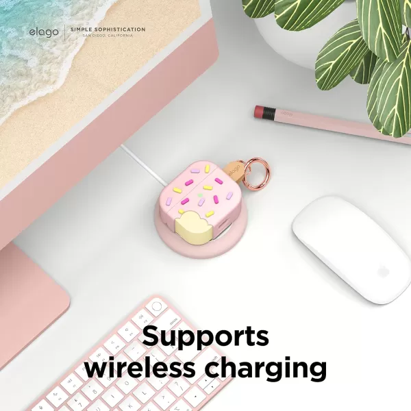 elago Ice Cream Case Compatible with AirPods 3rd Generation Case  Compatible with AirPods 3 Case Cover Carabiner Included Supports Wireless Charging Shock Resistant Full Protection BlueberryStrawberry