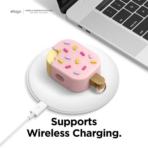 elago Ice Cream Case Compatible with AirPods Pro 2nd Generation Case Cover  Compatible with AirPods Pro 2 Case Karabiner Included Supports Wireless Charging Full Protection ChocolateStrawberry