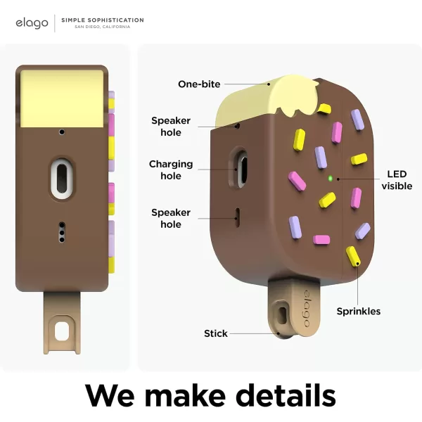 elago Ice Cream Case Compatible with AirPods Pro 2nd Generation Case Cover  Compatible with AirPods Pro 2 Case Karabiner Included Supports Wireless Charging Full Protection ChocolateChocolate