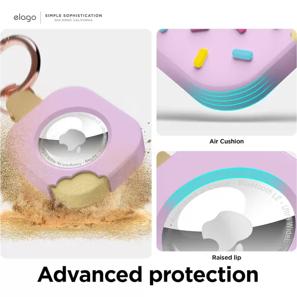 elago Ice Cream Case Compatible with Apple AirTag Keychain Compatible with AirTag Case  Drop Protection Carabiner Key Ring Track Dogs Keys Purses Tracking Device Not Included LavenderLavender