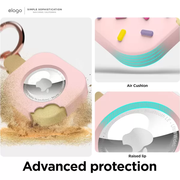 elago Ice Cream Case Compatible with Apple AirTag Keychain Compatible with AirTag Case  Drop Protection Carabiner Key Ring Track Dogs Keys Purses Tracking Device Not Included LavenderLovely Pink