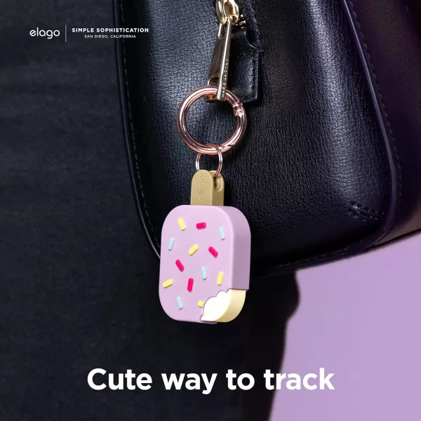 elago Ice Cream Case Compatible with Apple AirTag Keychain Compatible with AirTag Case  Drop Protection Carabiner Key Ring Track Dogs Keys Purses Tracking Device Not Included LavenderDark Brown