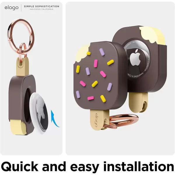 elago Ice Cream Case Compatible with Apple AirTag Keychain Compatible with AirTag Case  Drop Protection Carabiner Key Ring Track Dogs Keys Purses Tracking Device Not Included LavenderDark Brown