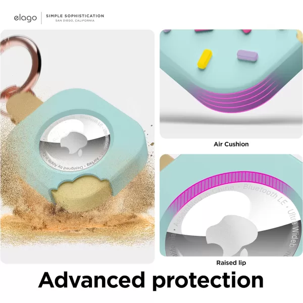 elago Ice Cream Case Compatible with Apple AirTag Keychain Compatible with AirTag Case  Drop Protection Carabiner Key Ring Track Dogs Keys Purses Tracking Device Not Included LavenderMint