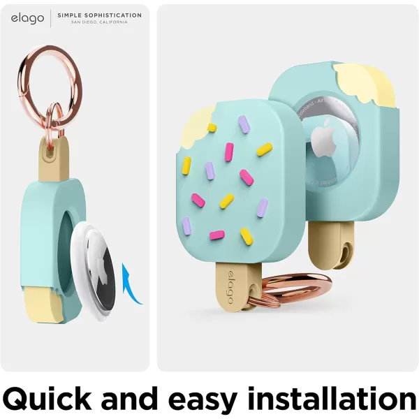 elago Ice Cream Case Compatible with Apple AirTag Keychain Compatible with AirTag Case  Drop Protection Carabiner Key Ring Track Dogs Keys Purses Tracking Device Not Included LavenderMint