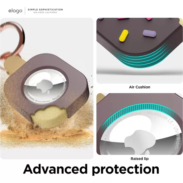 elago Ice Cream Case Compatible with Apple AirTag Keychain Compatible with AirTag Case  Drop Protection Carabiner Key Ring Track Dogs Keys Purses Tracking Device Not Included LavenderDark Brown