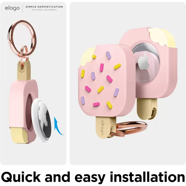 elago Ice Cream Case Compatible with Apple AirTag Keychain Compatible with AirTag Case  Drop Protection Carabiner Key Ring Track Dogs Keys Purses Tracking Device Not Included LavenderLovely Pink