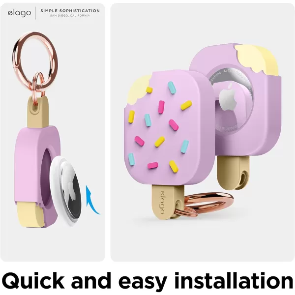 elago Ice Cream Case Compatible with Apple AirTag Keychain Compatible with AirTag Case  Drop Protection Carabiner Key Ring Track Dogs Keys Purses Tracking Device Not Included LavenderLavender