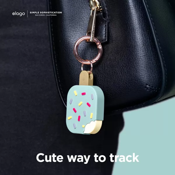 elago Ice Cream Case Compatible with Apple AirTag Keychain Compatible with AirTag Case  Drop Protection Carabiner Key Ring Track Dogs Keys Purses Tracking Device Not Included LavenderMint