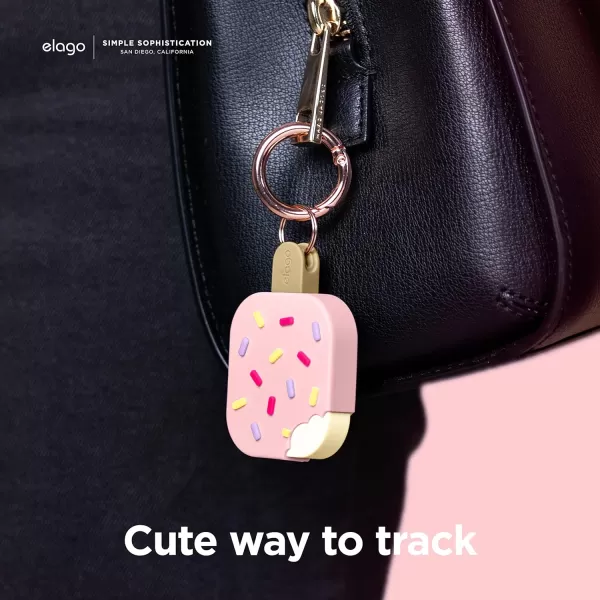 elago Ice Cream Case Compatible with Apple AirTag Keychain Compatible with AirTag Case  Drop Protection Carabiner Key Ring Track Dogs Keys Purses Tracking Device Not Included LavenderLovely Pink