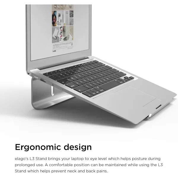 elago L3 Stand Champagne Gold  Premium AluminumPrevents Bad PostureNatural Heat Sink  for Laptop ComputersSilver