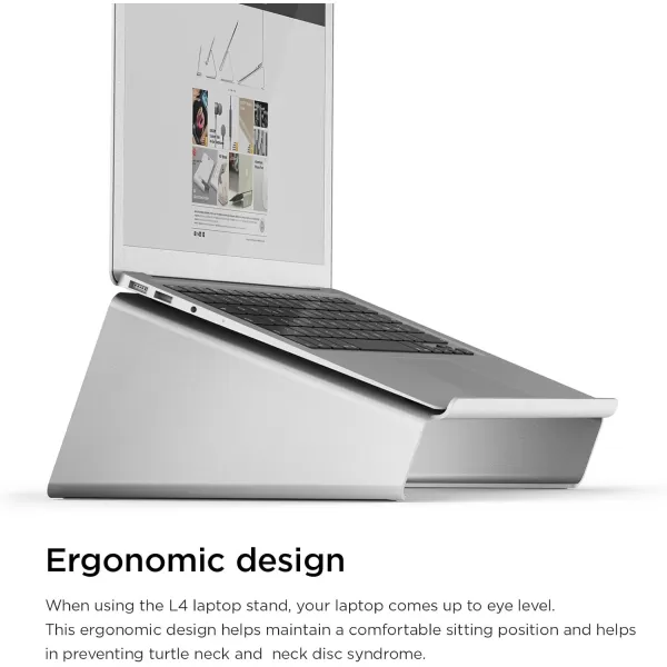 elago L4 Stand  Desk OrganizationPrevents Bad PostureNatural Heat Sink  for Laptop Computers SilverSilver