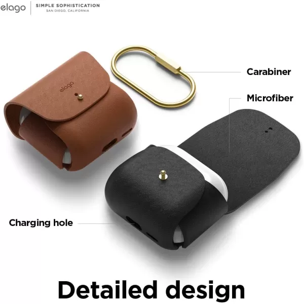 elago Leather Case Compatible with AirPods 3 Case  Compatible with AirPods 3rd Generation Case Natural Cowhide Leather Case Cover with Brass Ring Holder Supports Wireless Charging BrownBrown