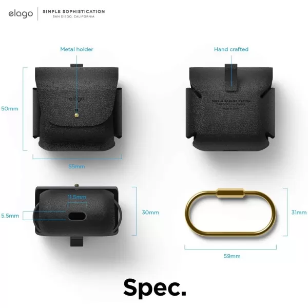 elago Leather Case Compatible with AirPods 3 Case  Compatible with AirPods 3rd Generation Case Natural Cowhide Leather Case Cover with Brass Ring Holder Supports Wireless Charging BrownBlack