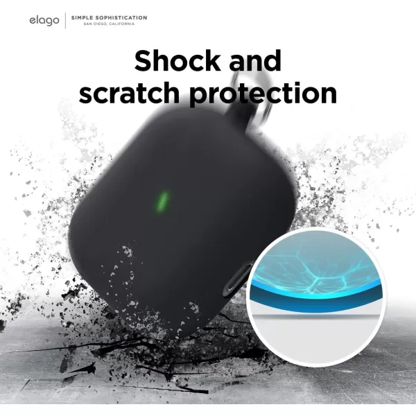 elago Liquid Hybrid Case Compatible with AirPods 3rd Generation Case  Compatible with AirPods 3 Case Cover Triple Layer Protection Keychain Included Wireless Charging Shock ResistantJean indigoBlack