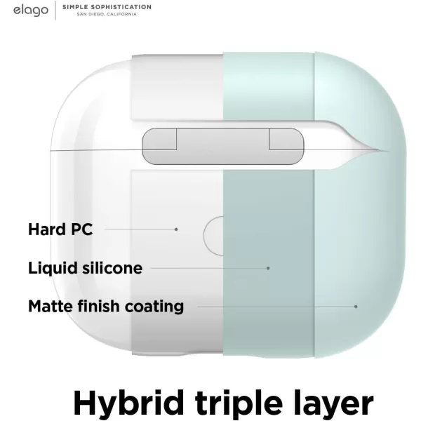 elago Liquid Hybrid Case Compatible with AirPods 3rd Generation Case  Compatible with AirPods 3 Case Cover Triple Layer Protection Keychain Included Wireless Charging Shock ResistantJean indigoMint