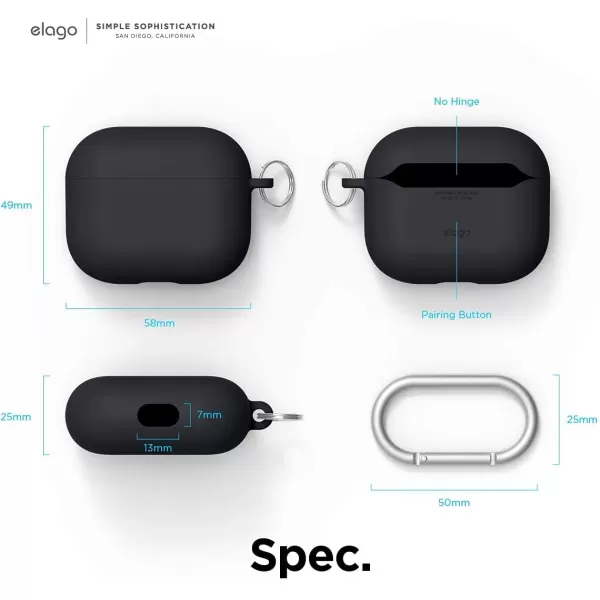 elago Liquid Hybrid Case Compatible with AirPods 3rd Generation Case  Compatible with AirPods 3 Case Cover Triple Layer Protection Keychain Included Wireless Charging Shock ResistantJean indigoBlack