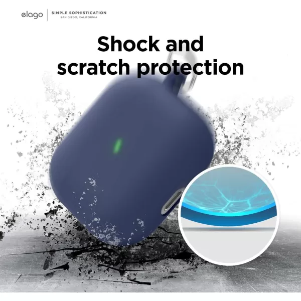 elago Liquid Hybrid Case Compatible with AirPods 3rd Generation Case  Compatible with AirPods 3 Case Cover Triple Layer Protection Keychain Included Wireless Charging Shock ResistantJean indigoJean Indigo