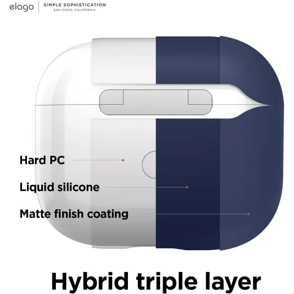 elago Liquid Hybrid Case Compatible with AirPods 3rd Generation Case  Compatible with AirPods 3 Case Cover Triple Layer Protection Keychain Included Wireless Charging Shock ResistantJean indigoJean Indigo