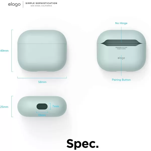 elago Liquid Hybrid Case Compatible with AirPods 3rd Generation Case  Compatible with AirPods 3 Case Cover Triple Layer Protection Wireless Charging Shock Resistant Easily Cleaned StoneMint