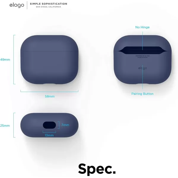 elago Liquid Hybrid Case Compatible with AirPods 3rd Generation Case  Compatible with AirPods 3 Case Cover Triple Layer Protection Wireless Charging Shock Resistant Easily Cleaned StoneJean Indigo