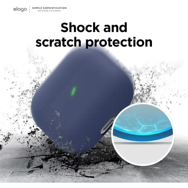 elago Liquid Hybrid Case Compatible with AirPods 3rd Generation Case  Compatible with AirPods 3 Case Cover Triple Layer Protection Wireless Charging Shock Resistant Easily Cleaned StoneJean Indigo