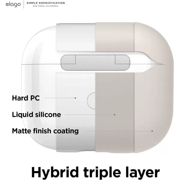 elago Liquid Hybrid Case Compatible with AirPods 3rd Generation Case  Compatible with AirPods 3 Case Cover Triple Layer Protection Wireless Charging Shock Resistant Easily Cleaned StoneStone