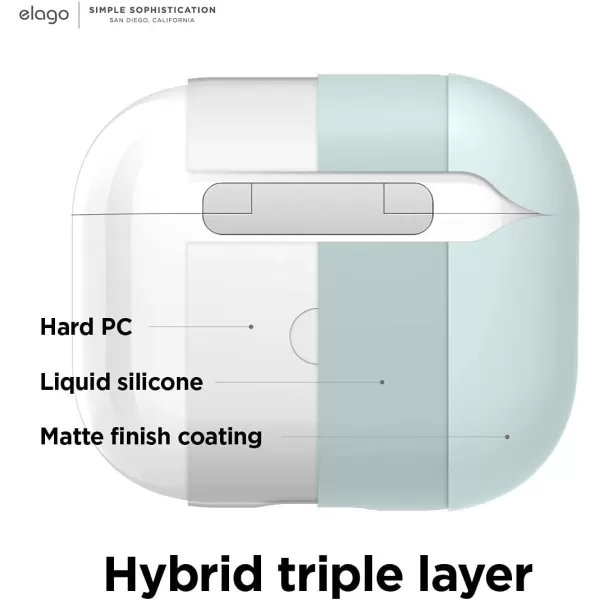 elago Liquid Hybrid Case Compatible with AirPods 3rd Generation Case  Compatible with AirPods 3 Case Cover Triple Layer Protection Wireless Charging Shock Resistant Easily Cleaned StoneMint